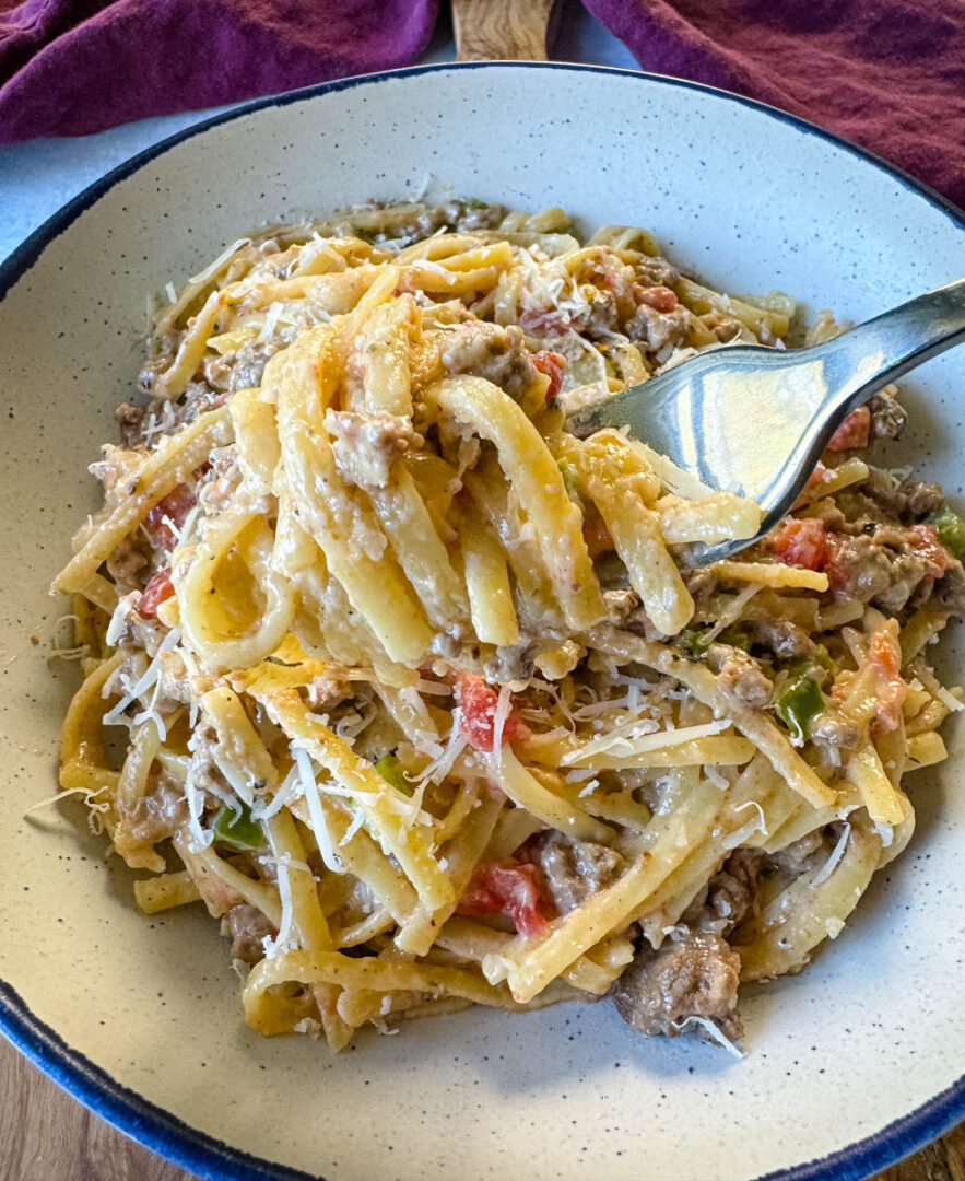 Ground Beef Pasta With Alfredo