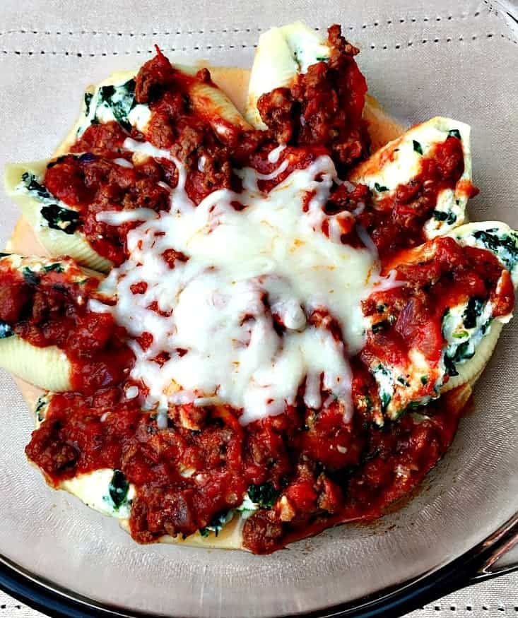 Skinny Spinach And Meat Stuffed Shells