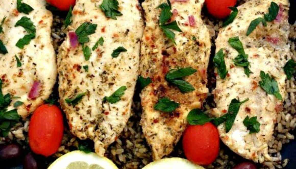 Skinny Greek Chicken and Rice