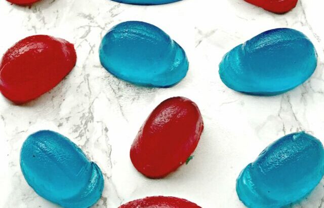 super bowl red and blue jello mold shots (footballs, & helmets)