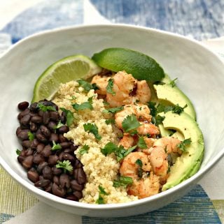 cilantro lime shrimp quinoa bowl