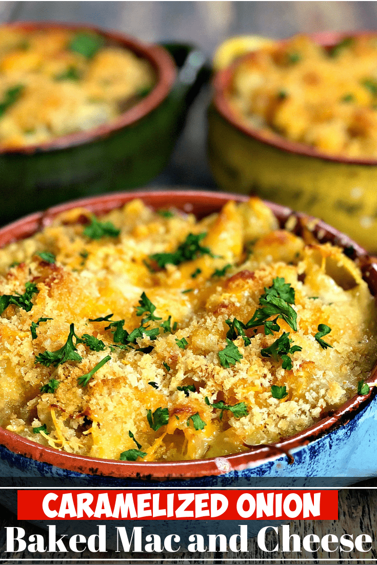 Baked Macaroni and Cheese with Caramelized Onions and Mushrooms