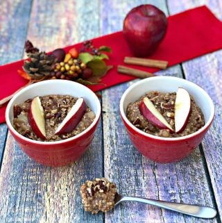 Instant Pot Apple Pie Steel Cut Oats in two red bowls