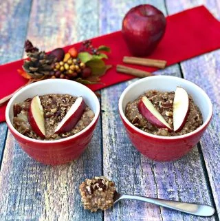 Instant Pot Apple Pie Steel Cut Oats in two red bowls