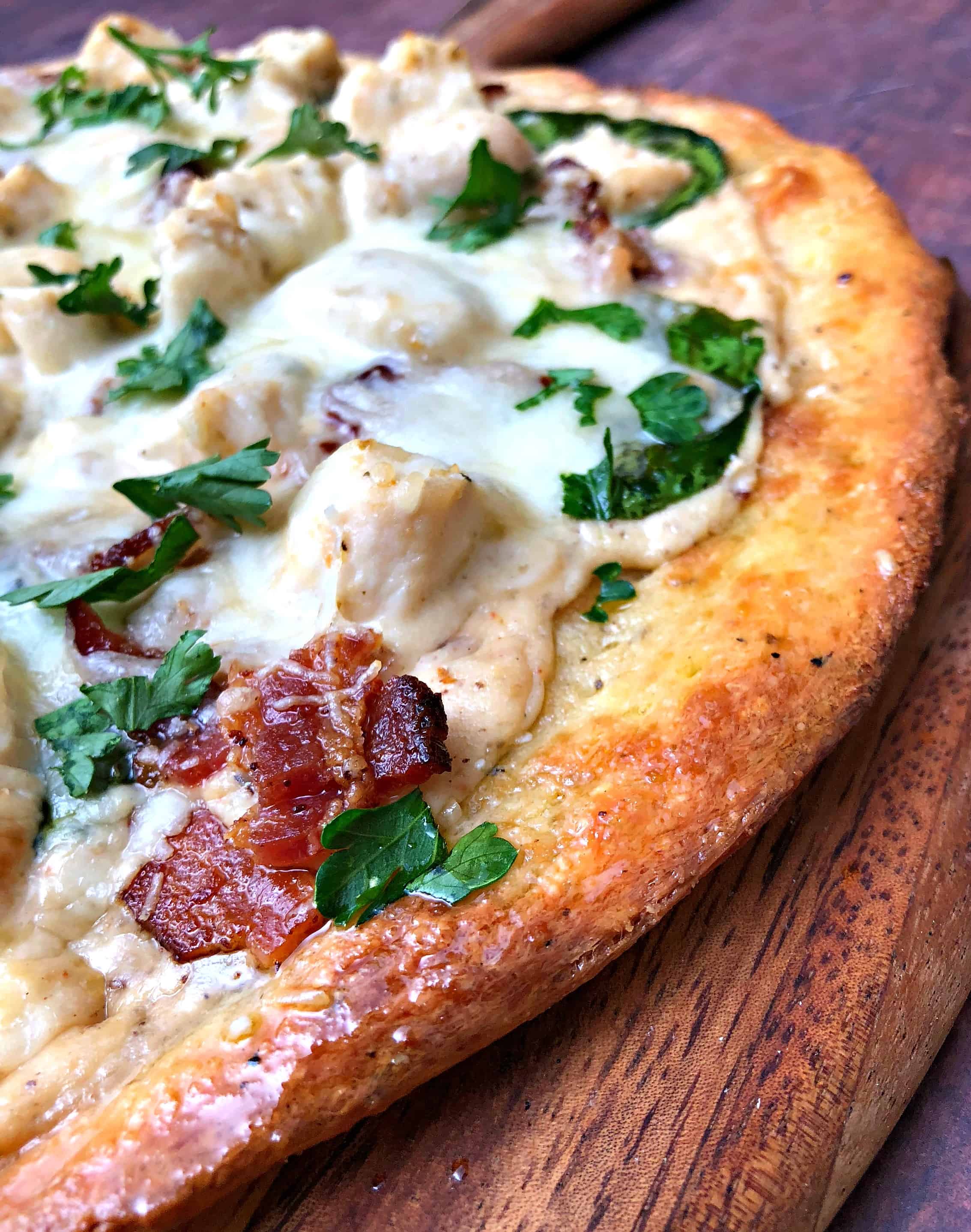 Keto Low-Carb Chicken Alfredo Fathead Pizza