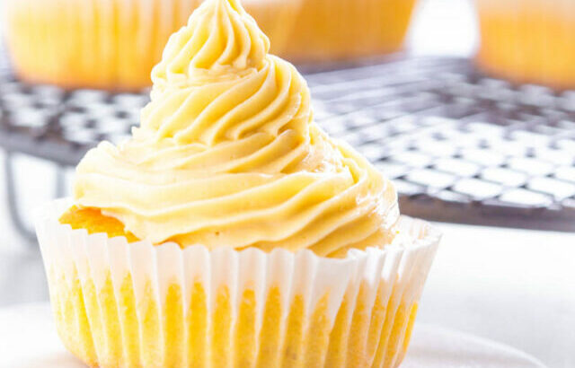 keto low carb buttercream cupcakes on a white plate