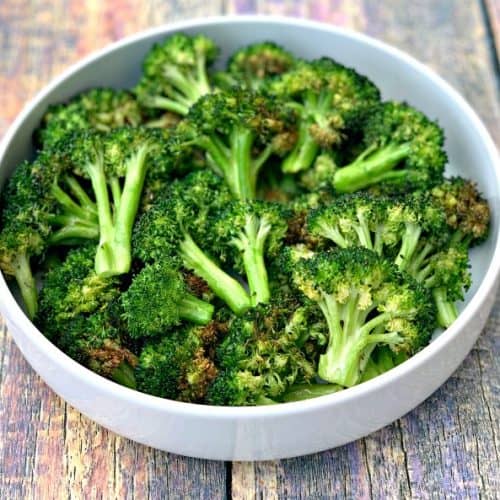 Easy Air Fryer Roasted Broccoli + {Cooking VIDEO}