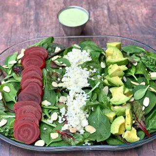 Green Goddess Salad in a glass bowl