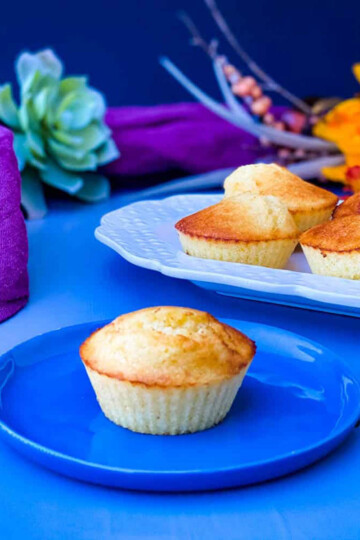 air fryer cornbread muffin on plate