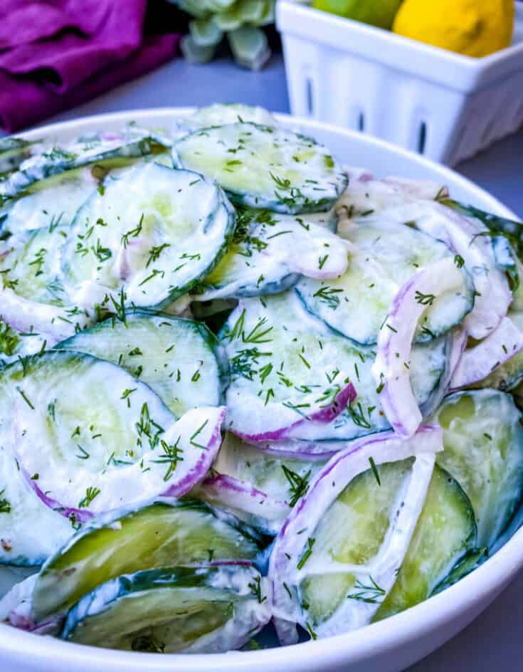 Easy Creamy Cucumber Salad Recipe + {VIDEO}