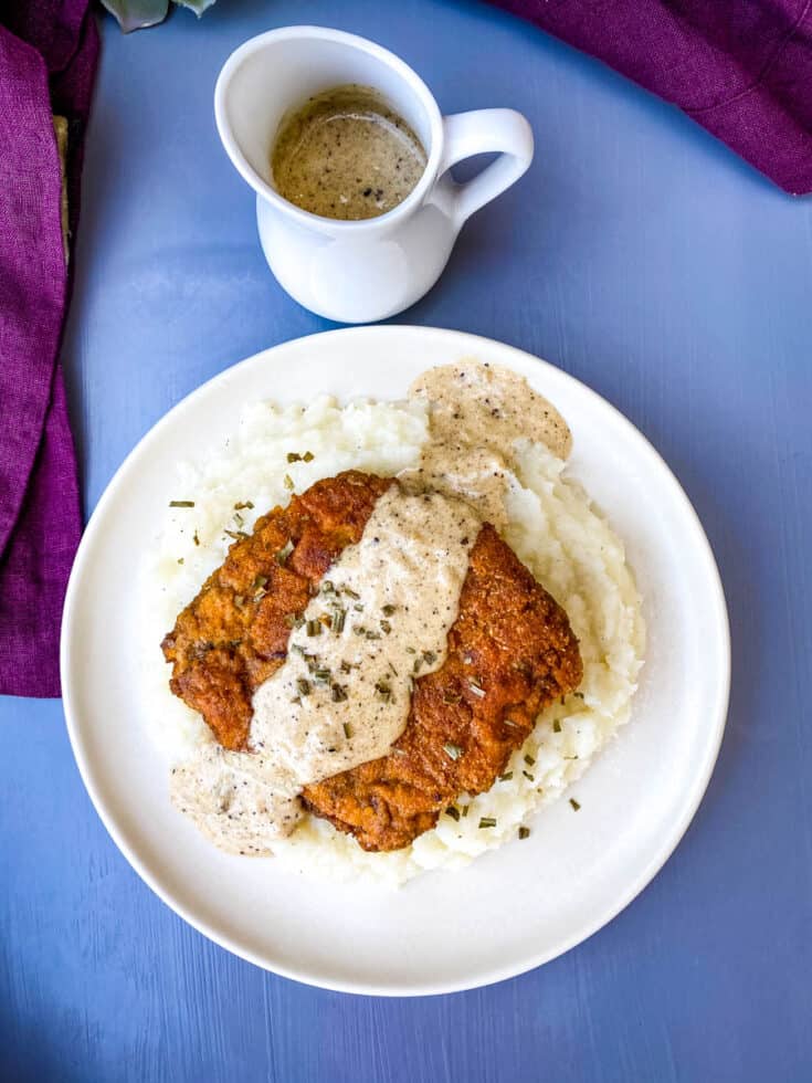 Easy Keto Low Carb Chicken Fried Steak and Gravy + VIDEO