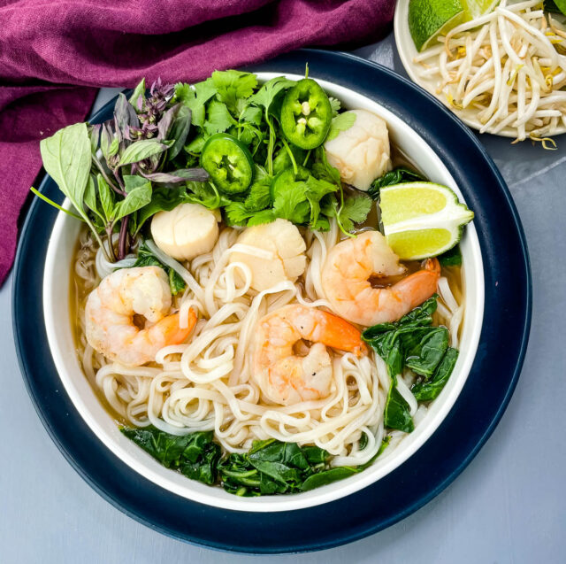 Seafood Pho Noodle Soup with Shrimp + {VIDEO}