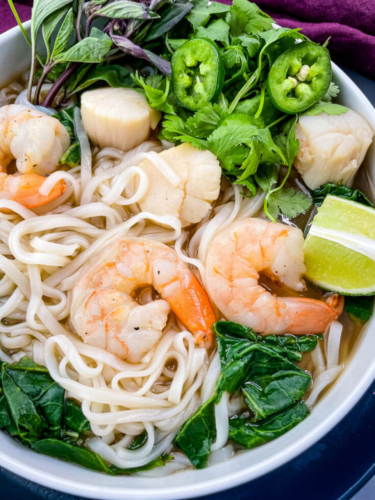 Seafood Pho Noodle Soup with Shrimp + {VIDEO}