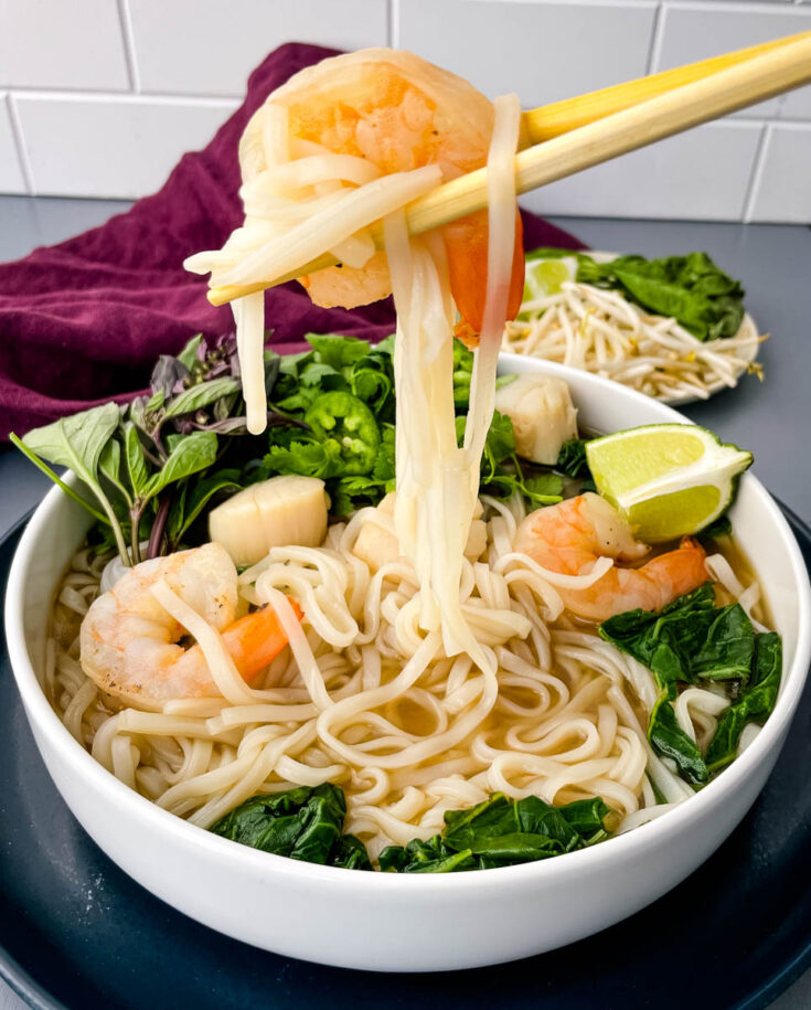 Seafood Pho Noodle Soup with Shrimp + {VIDEO}