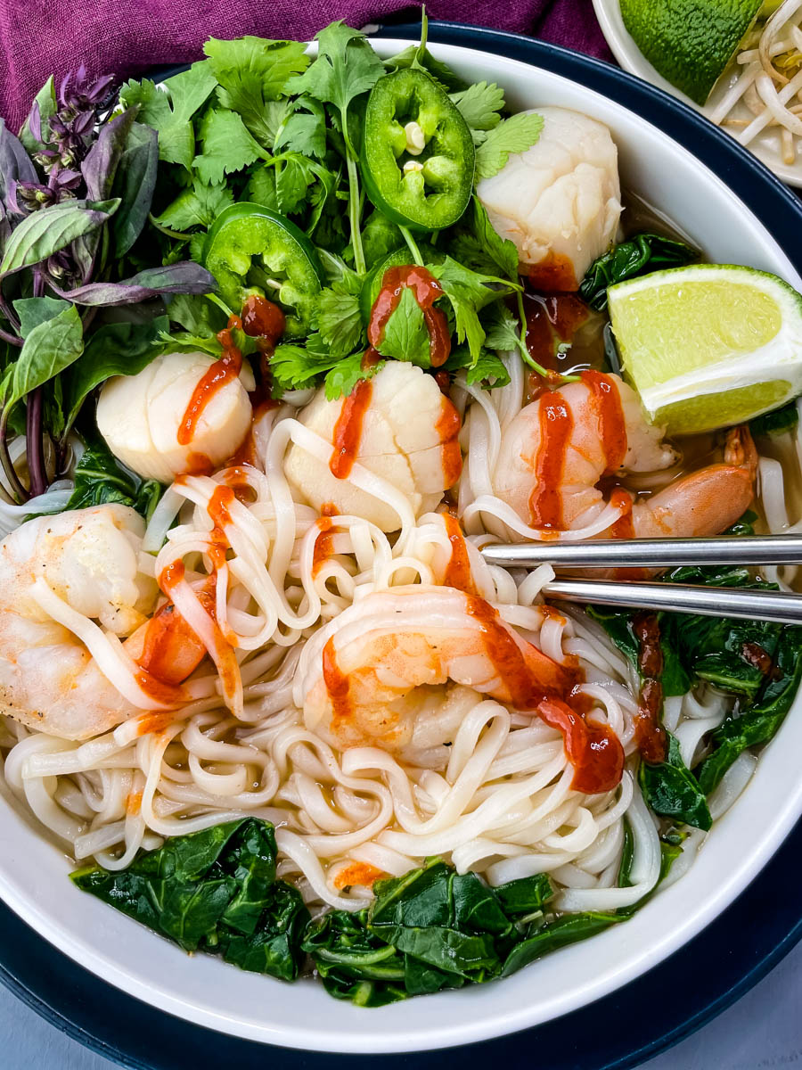 Seafood Pho Noodle Soup with Shrimp + {VIDEO}