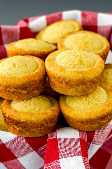 cornbread muffins in a bread basket