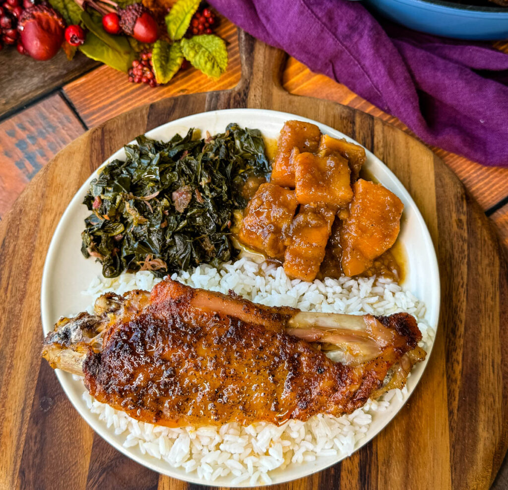 baked turkey wing with white rice