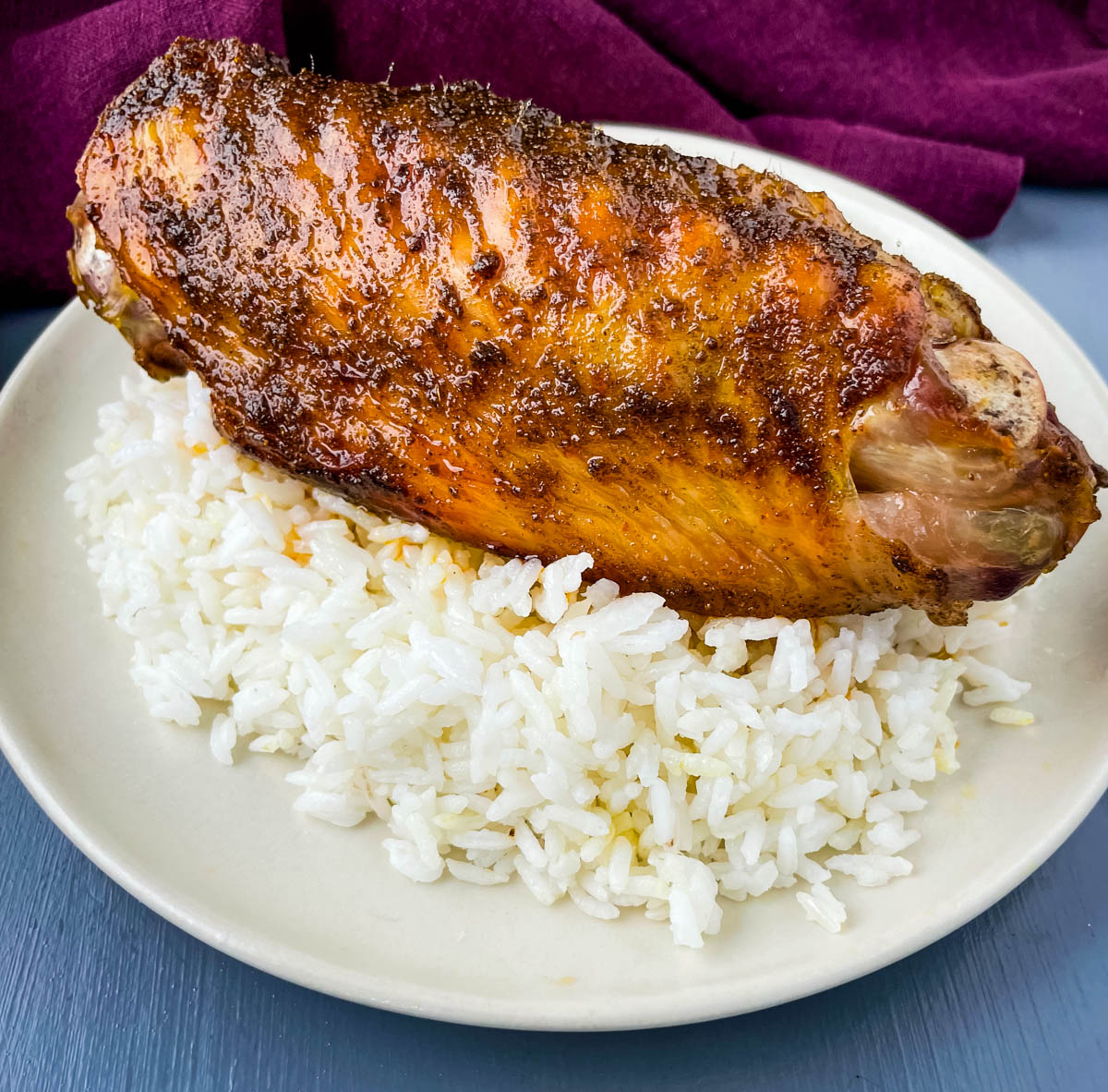 baked turkey wing with white rice