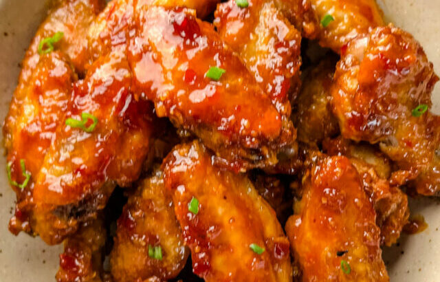 sweet chili wings in a bowl