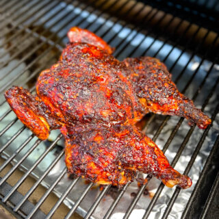 whole chicken on a Traeger pellet grill smoker