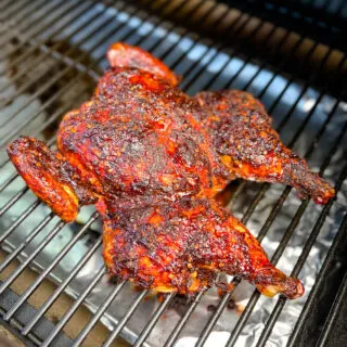 whole chicken on a Traeger pellet grill smoker