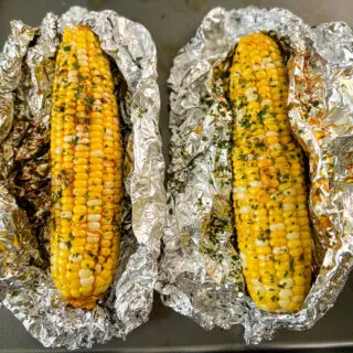 baked oven roasted corn on the cob in foil