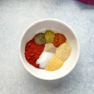 New Orleans Cajun Rub and Spices in a white bowl