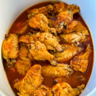 cooked chicken wings in a slow cooker Crockpot