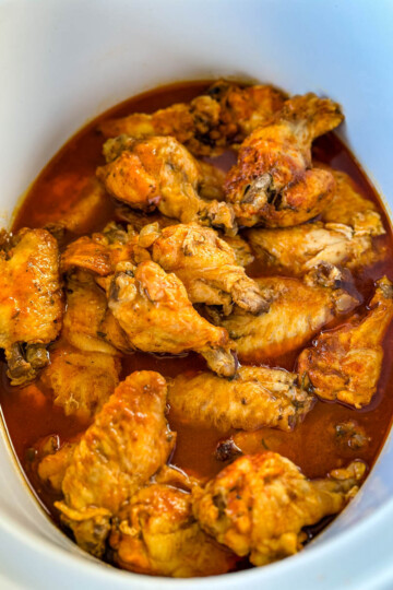 cooked chicken wings in a slow cooker Crockpot