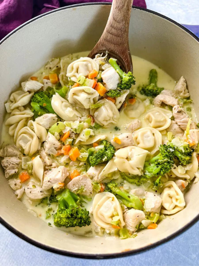 AMAZING Chicken Alfredo Soup with Tortellini