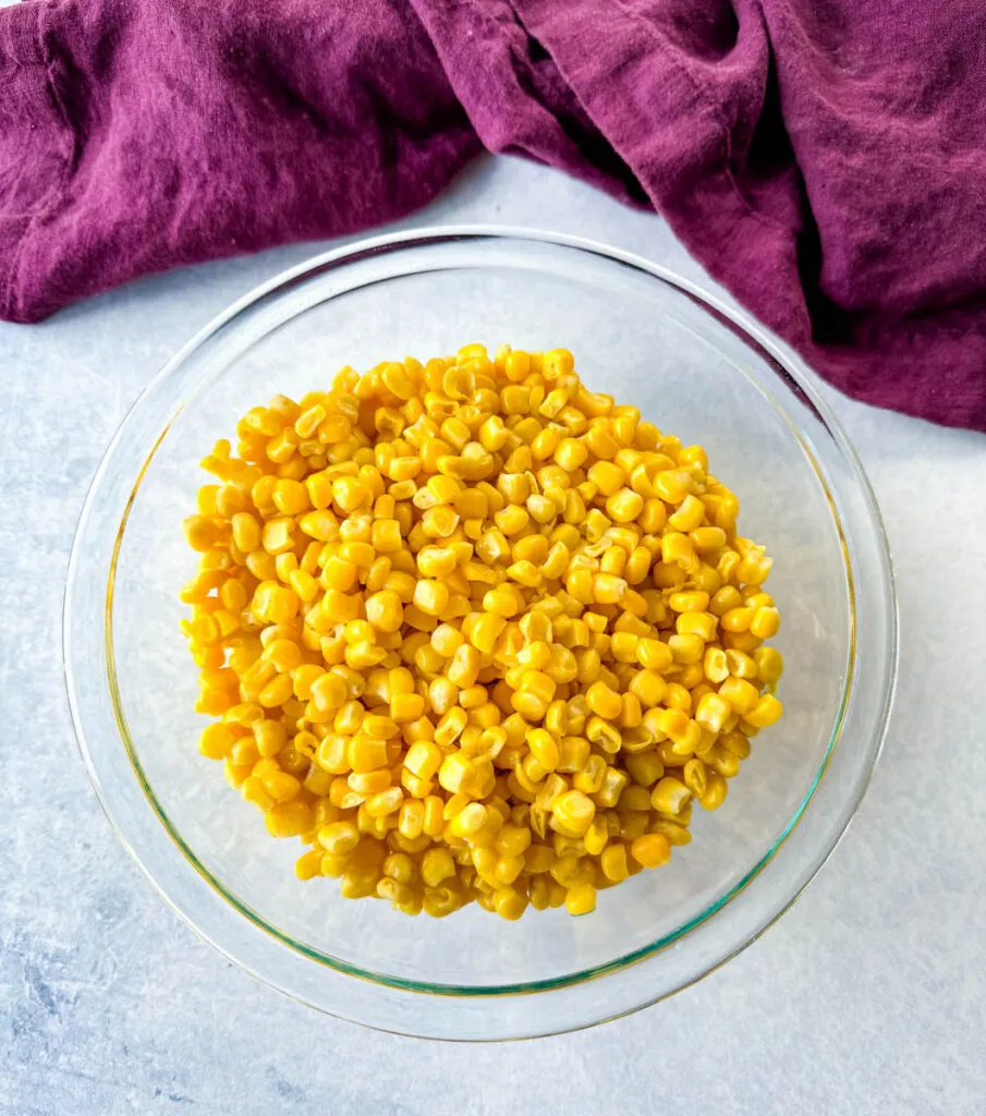 whole kernel corn in a glass bowl