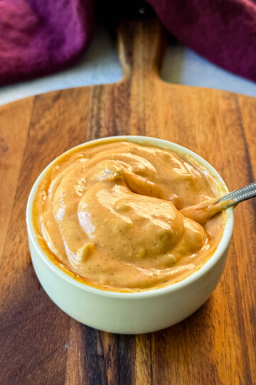 homemade burger sauce in a white bowl