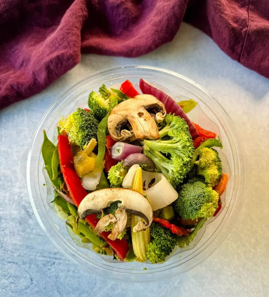 fresh stir fry vegetables in a container