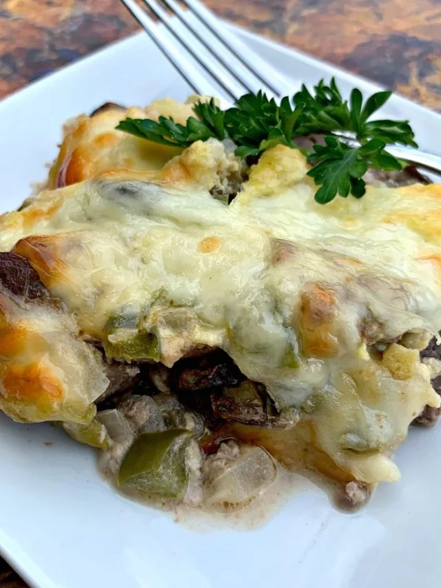 The VERY Best Cheesesteak Casserole Recipe