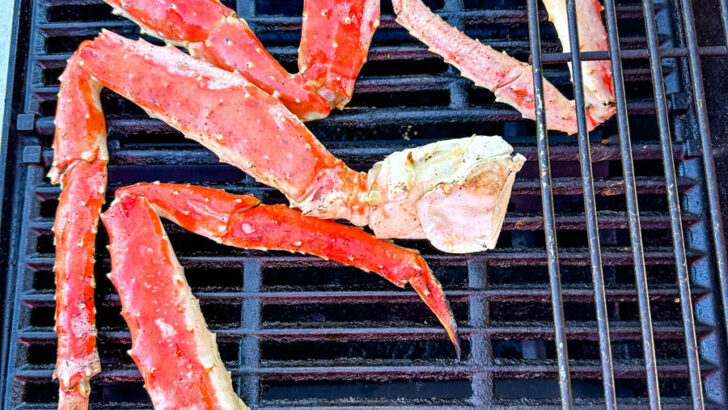 king crab legs on a grill