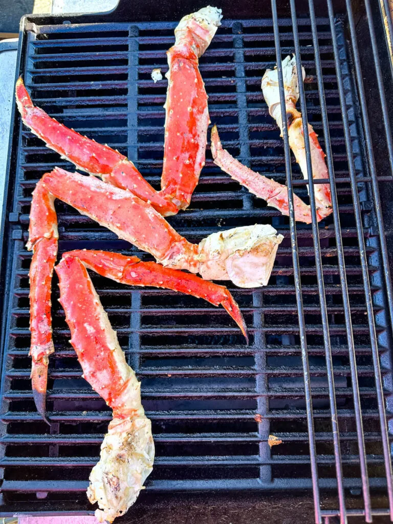 king crab legs on a grill