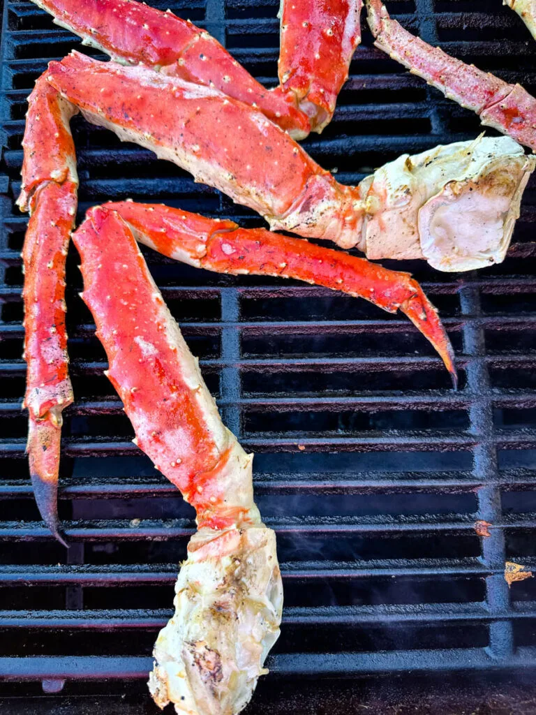 king crab legs on a grill