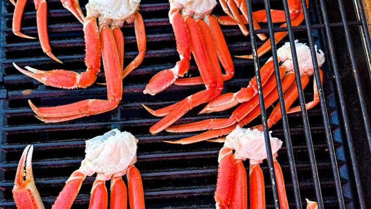 snow crab legs on a grill