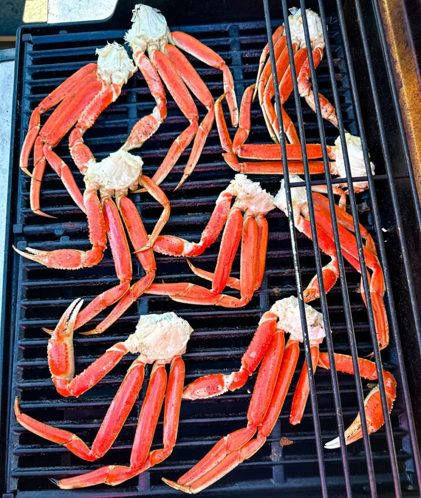 snow crab legs on a grill