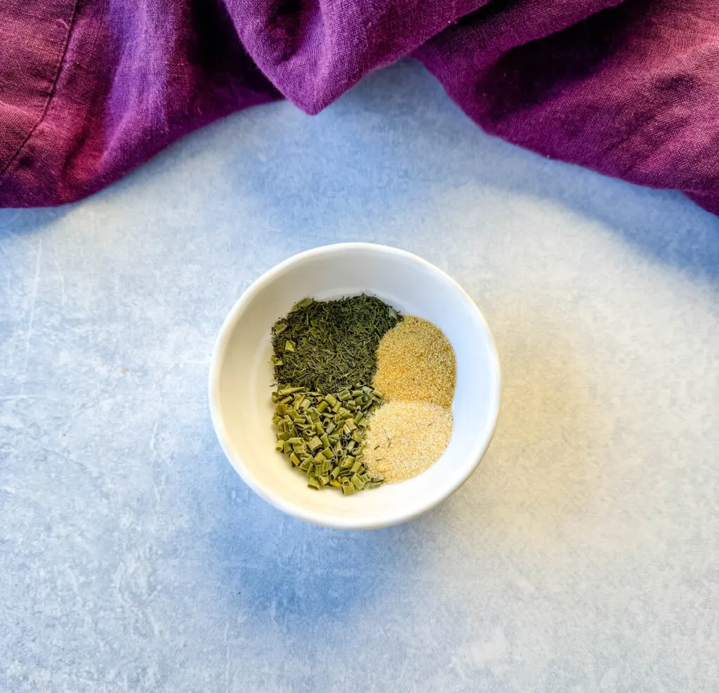 homemade ranch seasoning in a white bowl