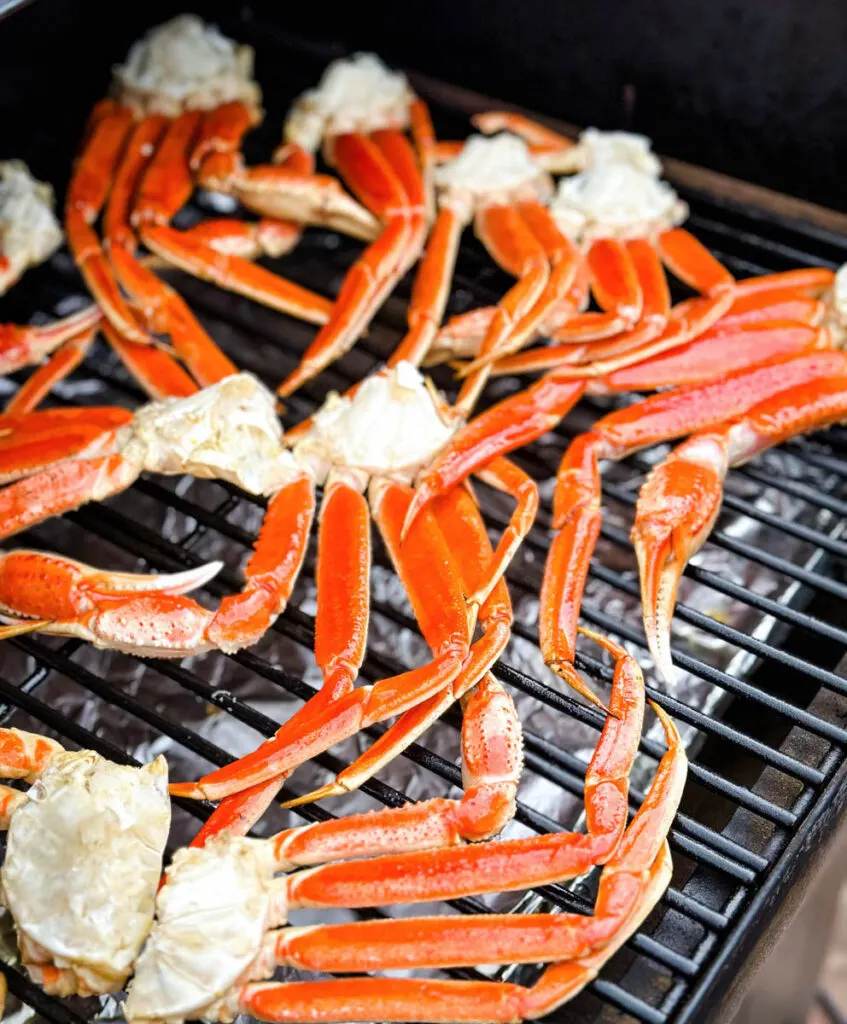 crab legs on a Traeger smoker grill