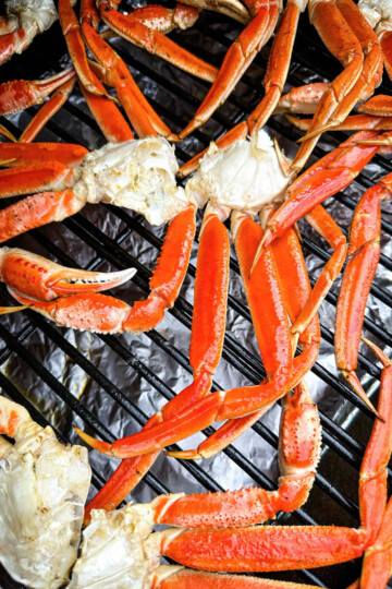 crab legs on a Traeger smoker grill