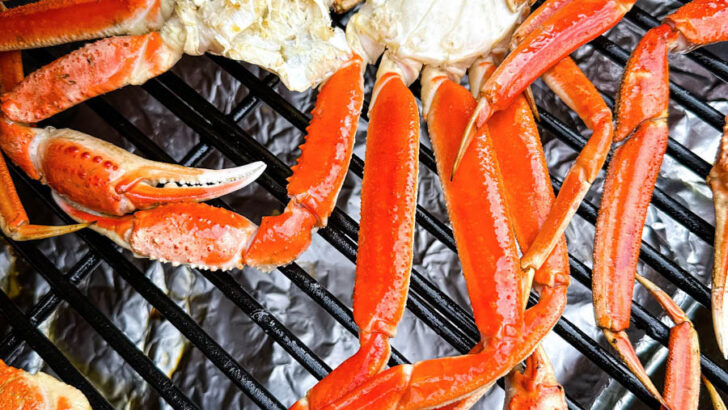 crab legs on a Traeger smoker grill