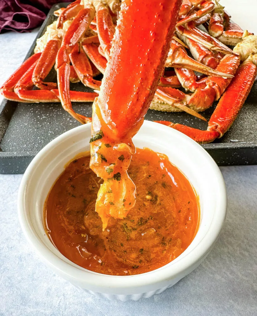 smoked crab legs dipped in smoky garlic butter