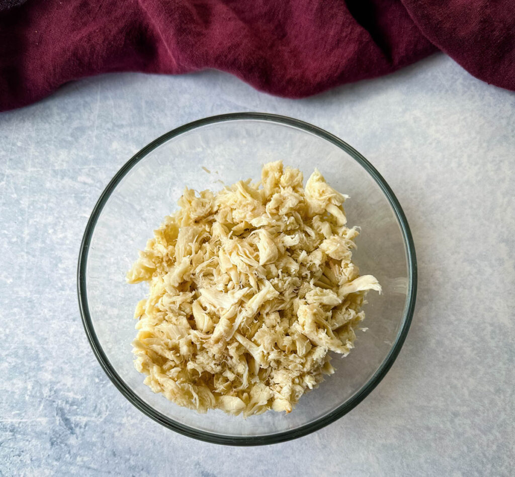 lump crab in a glass bowl