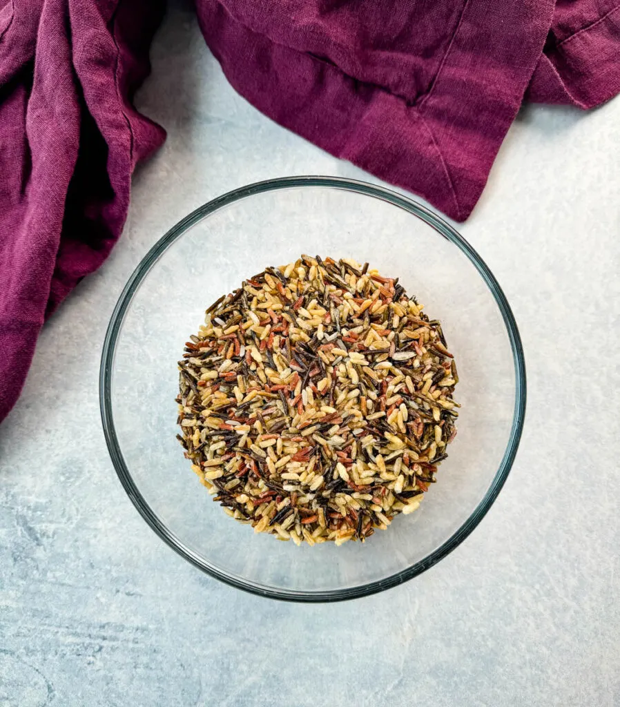 wild rice in a glass bowl