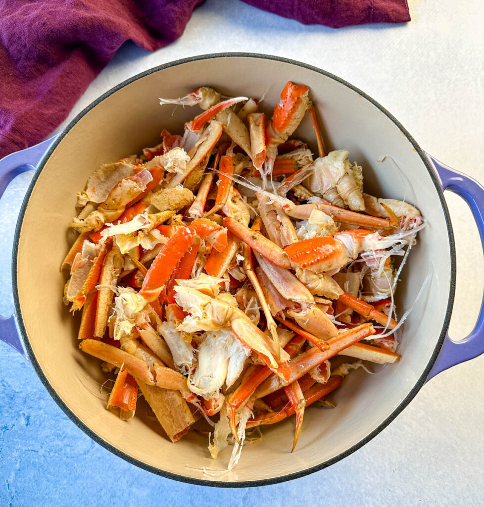 crab shells in a Dutch oven