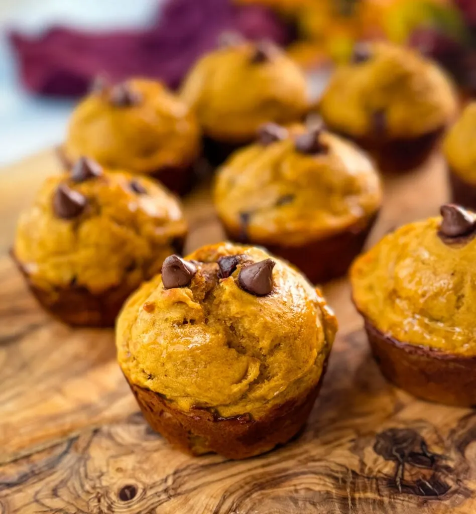 pumpkin protein muffins on a flat surface